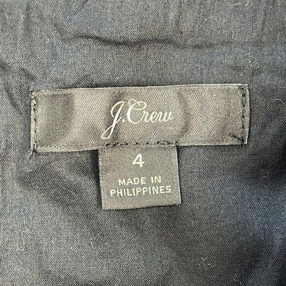 J Crew Linen Lace Up Tie Black Mini Dress Sleeveless V Neck LBD Sz 4 - Picture 9 of 12